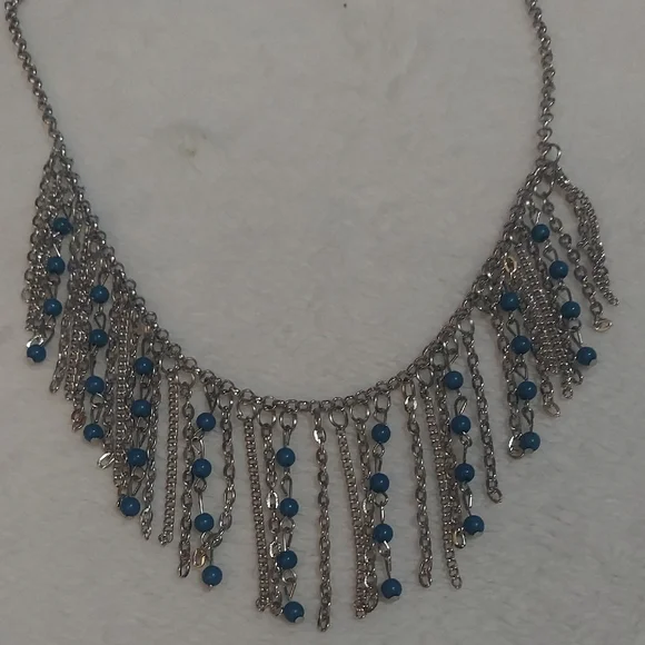 5/$12 Chic Silver Necklace with Blue Accents - Picture 4 of 5